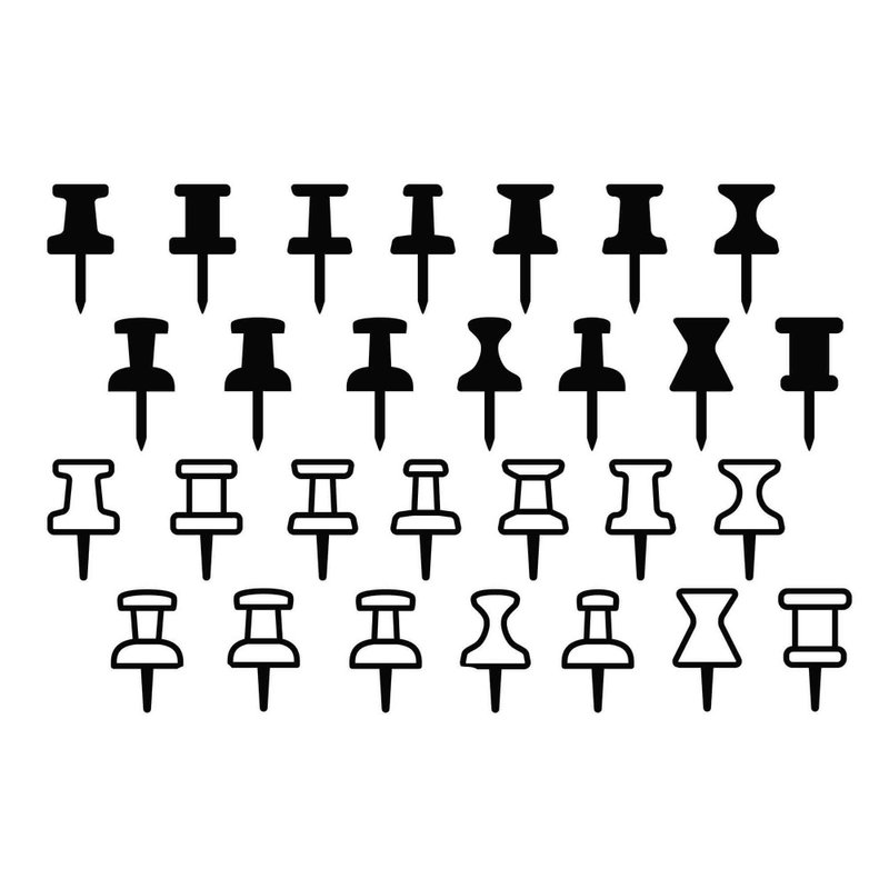 Push pin svg, thumbtack svg, office pin svg, pin set svg, pushpin svg, Cricut - 圖文模板設計 - 其他材質 