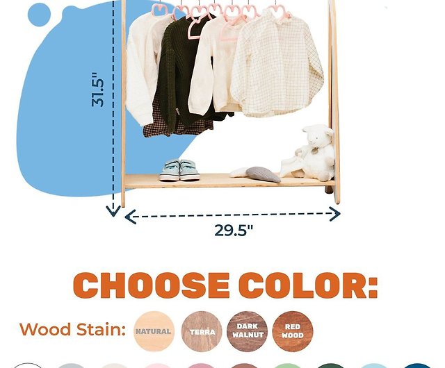 Wood Clothing Rack, Walnut Clothes Hanger, Coat Hanger, Dress