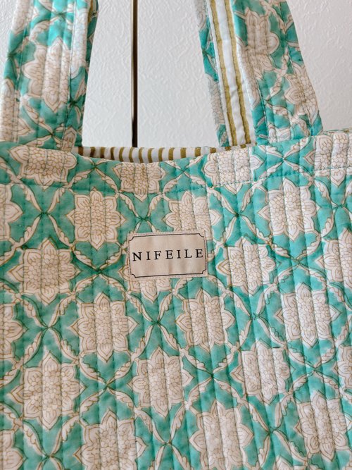 Quilting tote bag #blue - Shop nifeile-okinawa Handbags & Totes