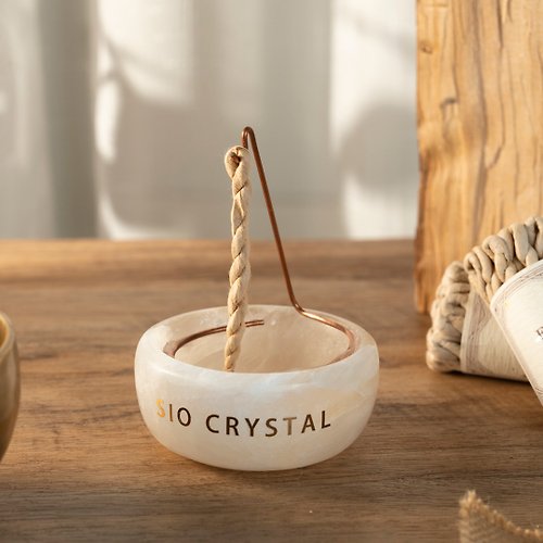 SIO Crystal希奧水晶 【薩滿療癒】尼泊爾繩香+透石膏碗套組