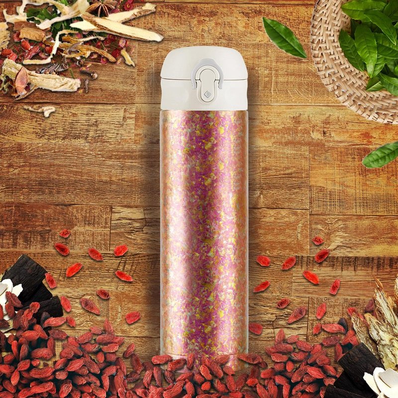 Ti-living pure titanium antibacterial vacuum insulation-slimming tea cup-450ml-coral powder - Vacuum Flasks - Other Metals Pink