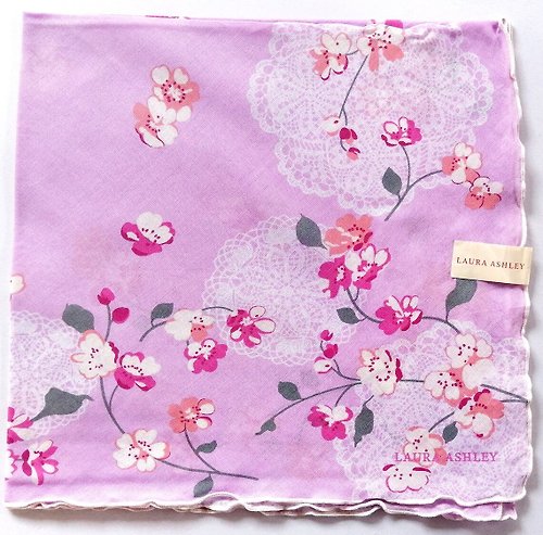 orangesodapanda Laura Ashley Vintage Handkerchief Floral Pink 22 x 22 inches