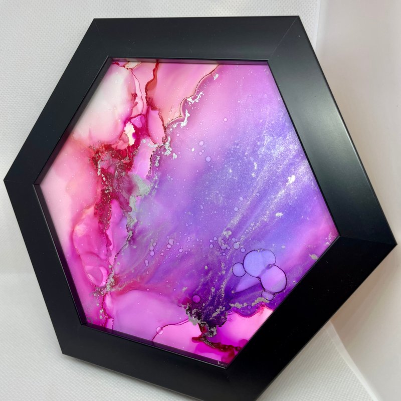 Alcohol ink fluid painting with photo frame manuscript - กรอบรูป - กระดาษ สีแดง