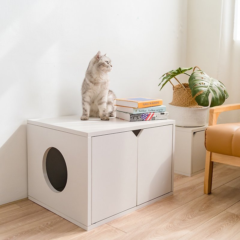 [Ange's Home] Small House Cat Toilet/Cat Litter Cabinet (Fresh White) - Other - Paper White