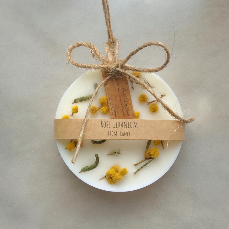 アロマワックスサシェ - mimosa　ミモザが可愛い丸型サシェ - アロマ・線香 - 蝋 イエロー