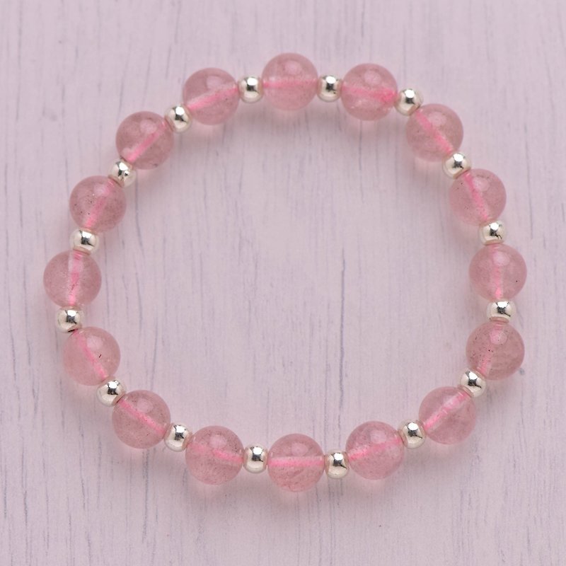 [Woody'sHandmade] A good match. Strawberry crystal single layer bracelet. 925 Silver. a - Bracelets - Gemstone 