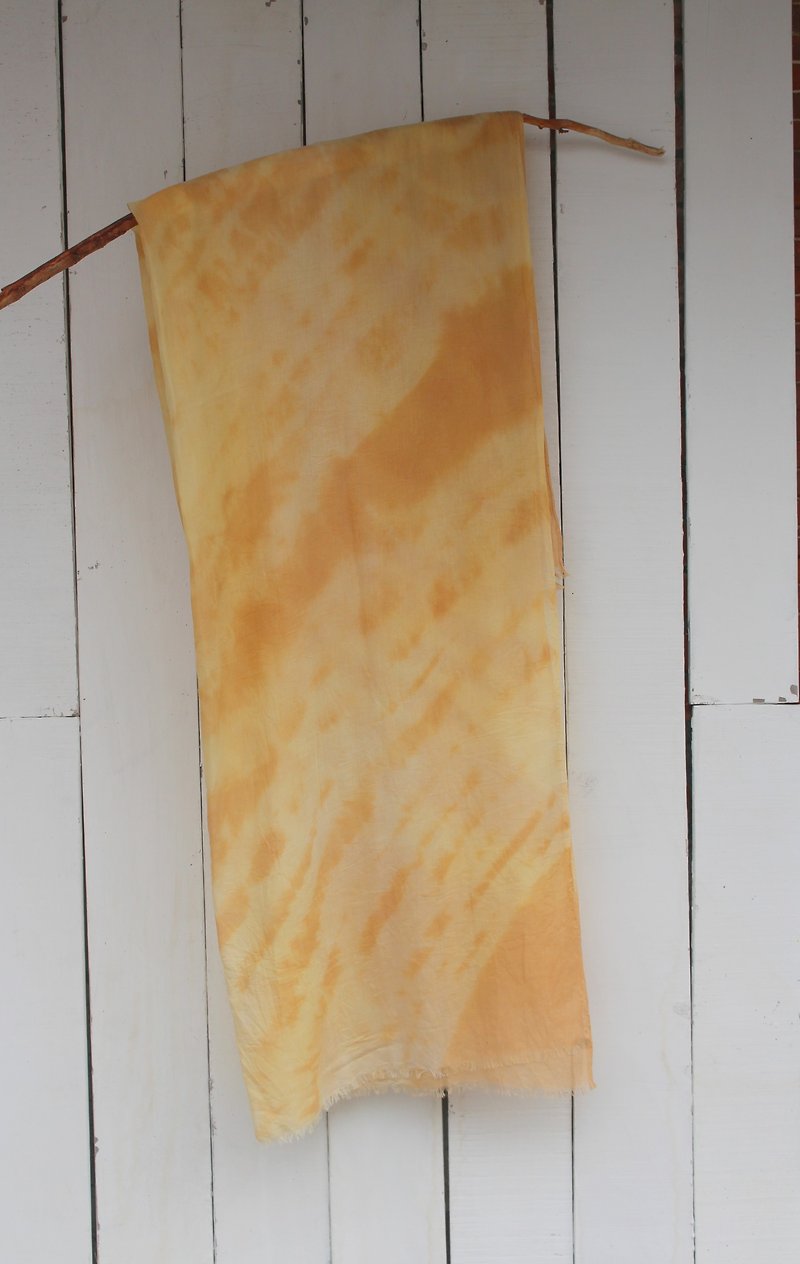 自在染isvara 植物染純棉圍巾 純粹系列 明亮 - 絲巾 - 棉．麻 黃色