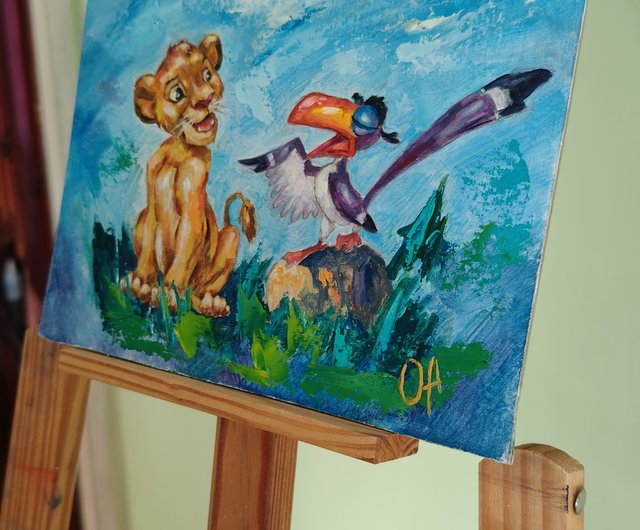 油絵ライオンキング、シンバサイチョウのザズー。 - ショップ Fantasy