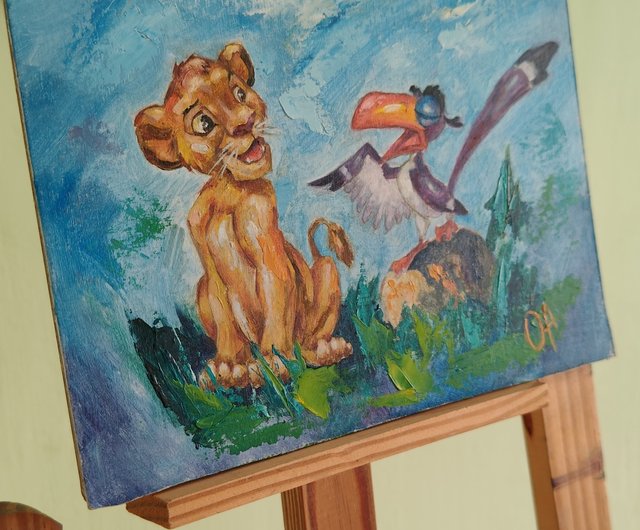 油絵ライオンキング、シンバサイチョウのザズー。 - ショップ Fantasy