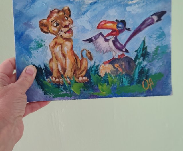 油絵ライオンキング、シンバサイチョウのザズー。 - ショップ Fantasy