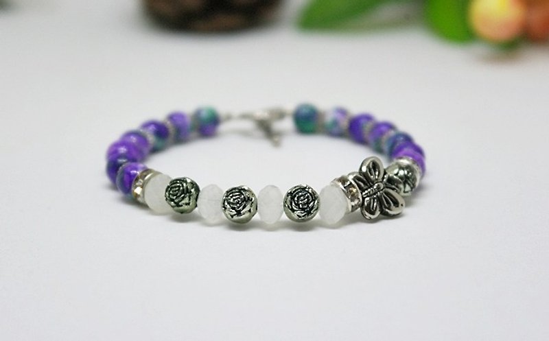 Imitated natural stone x alloy buckle bracelet_Ziyuhua // Can be modified elastic bracelet //-Limited X1- - Bracelets - Aluminum Alloy Purple
