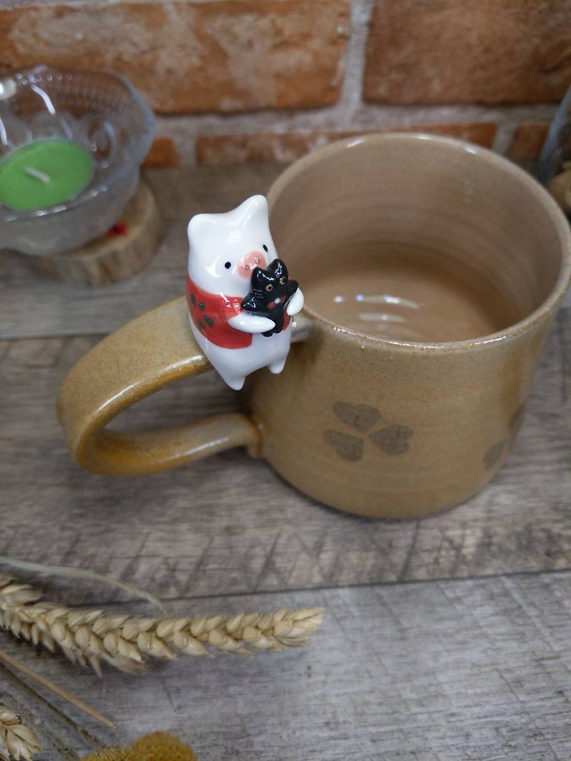 TO YOU Cup-Black Cat Hug Edition-Little White Pig - Cups - Pottery 