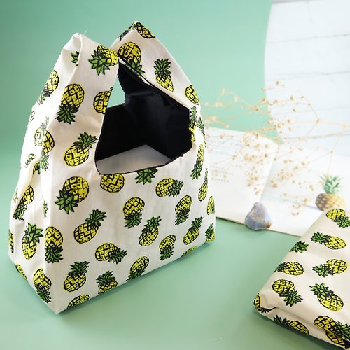 熊讚手創 【繽紛鳳梨】便當袋 背心袋 購物袋 環保袋 午餐袋 多款布可客製
