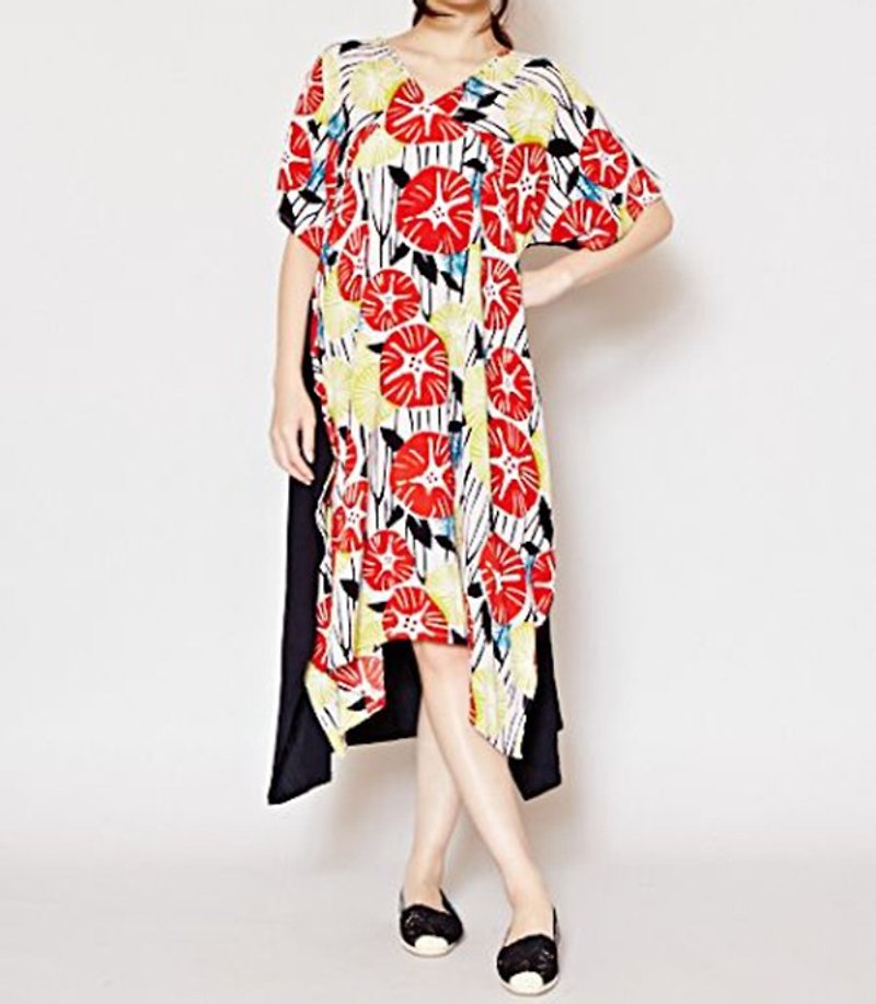 [Pre-order] ✱ ✱ summer flowers V-neck dress (three-color) - ชุดเดรส - ผ้าฝ้าย/ผ้าลินิน หลากหลายสี