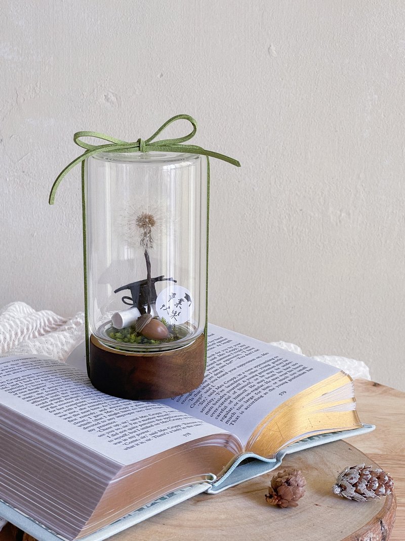 Graduation blessing flower gift-dandelion seeds x permanent dandelion glass jar - ช่อดอกไม้แห้ง - พืช/ดอกไม้ 