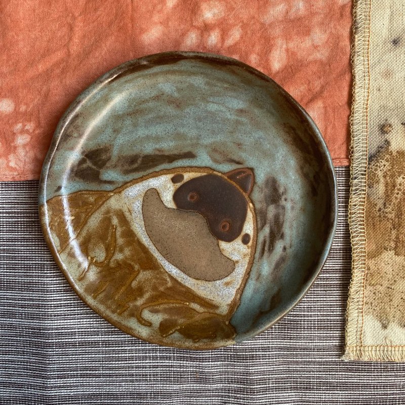 【タケ-TA KE Studio】麻雀小圓盤 - 盤子/餐盤/盤架 - 陶 綠色