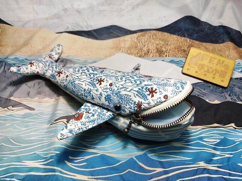 FEN手工小鋪 海洋生物袋物系列-日本棉布-手作海洋植物花草圖鑑鯨魚筆袋-筆袋