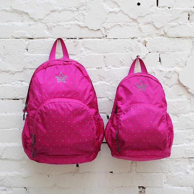 Stars~Mini water resistant backpack(12'' Laptop OK)-Fuchia_100368-21 - Backpacks - Waterproof Material Pink