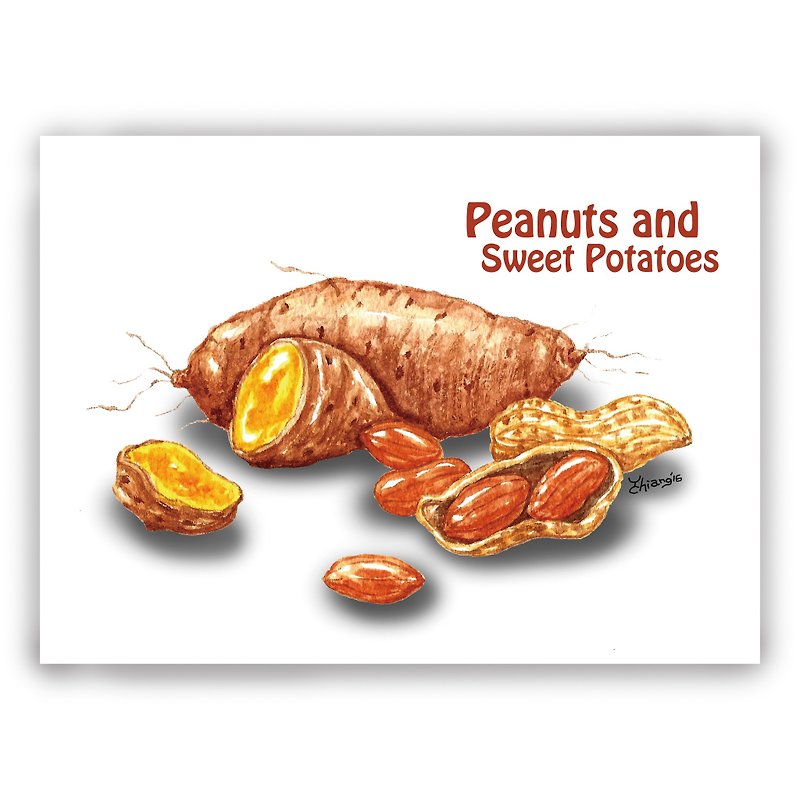 Hand-painted illustration universal card/card/postcard/illustration card-sweet potato sweet potato peanut potato gourmet - Cards & Postcards - Paper 