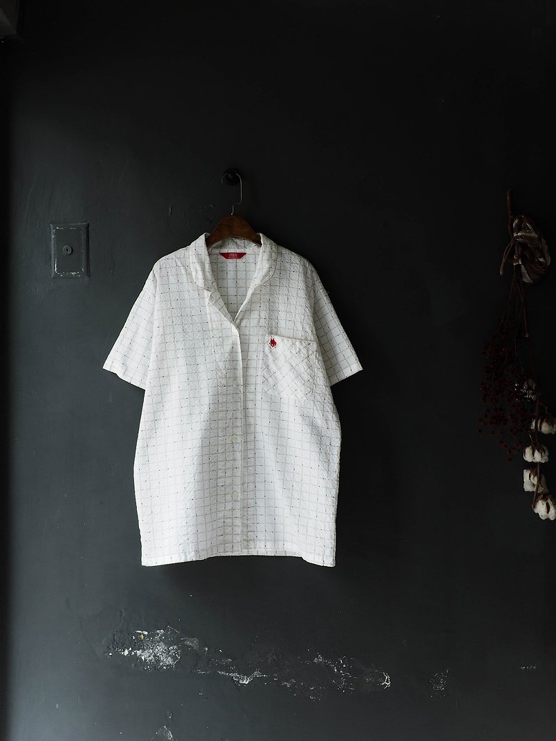 River Hill - polo pure white three-dimensional point checker seersucker pajamas wind antique cotton shirt shirt - เสื้อเชิ้ตผู้หญิง - ผ้าฝ้าย/ผ้าลินิน ขาว