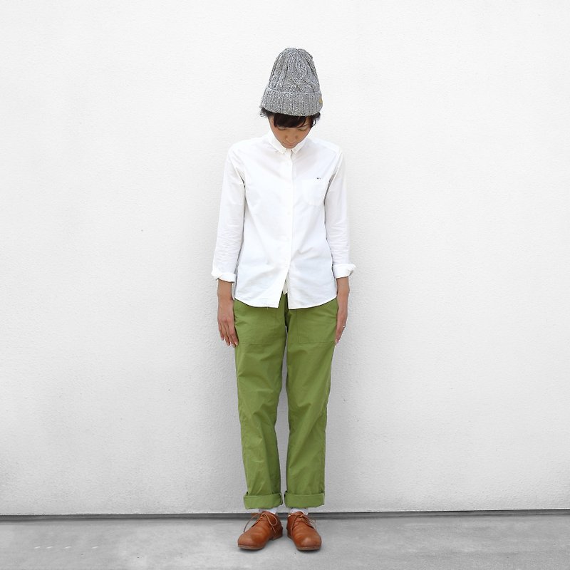 タイプライタークロスベイカーパンツ・ユニセックスsize1 - 女長褲 - 棉．麻 綠色