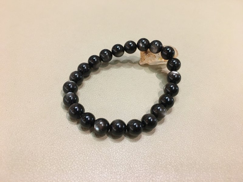 砂銀黑曜石手錬 - 抵禦負能量,辟邪水晶 - 手鍊/手環 - 水晶 