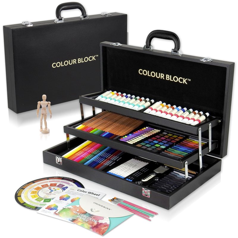 COLOUR BLOCK 181PCS three-layer leather art painting set graduation gift box - วาดภาพ/ศิลปะการเขียน - วัสดุอื่นๆ หลากหลายสี