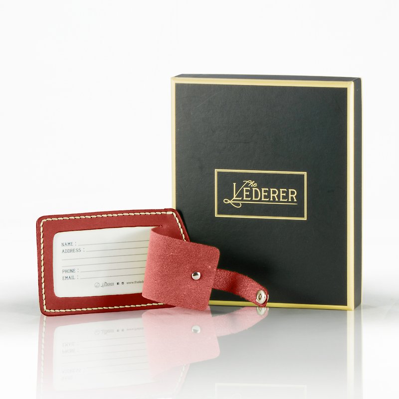 Luggage Tag II。Leather Stitching Pack。BSP035 - ป้ายสัมภาระ - หนังแท้ สีแดง