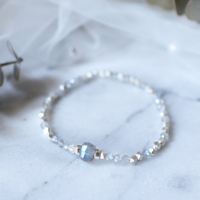 925スターリングシルバーナチュラルストーンシリーズ2ラブラドライトブルーブレスレット/ガーディアンラブ/ - ブレスレット - 宝石 ブルー