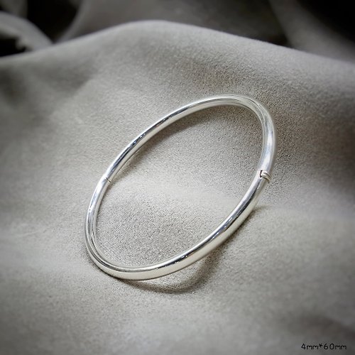 SWS 【SWS飾品】基本素面圓形純銀手環 925純銀 4mm