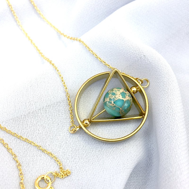 星球儀。三角幾何 帝皇石 水晶 天然石 地球項鍊【半熟少女】 - 項鍊 - 石頭 藍色