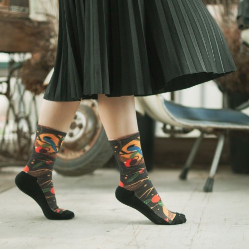 小創襪 / sc.socks 【小創襪】寶島咖印 - 臺灣藍鵲 保育動物 中筒襪 登山襪 橘咖色