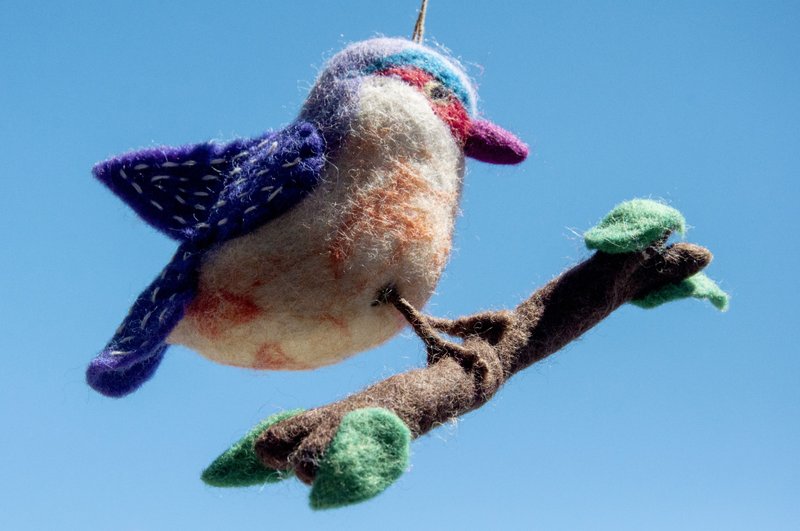 Wool felt ornaments/wool felt ornaments/wool felt ornaments/baby bed ornaments/children’s room ornaments-embroidered bird - Items for Display - Wool Multicolor