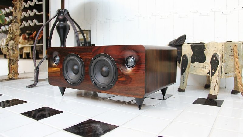 MINFORT｜MIN7 handmade solid wood multifunctional audio (red sandalwood solid wood) - Speakers - Wood Brown
