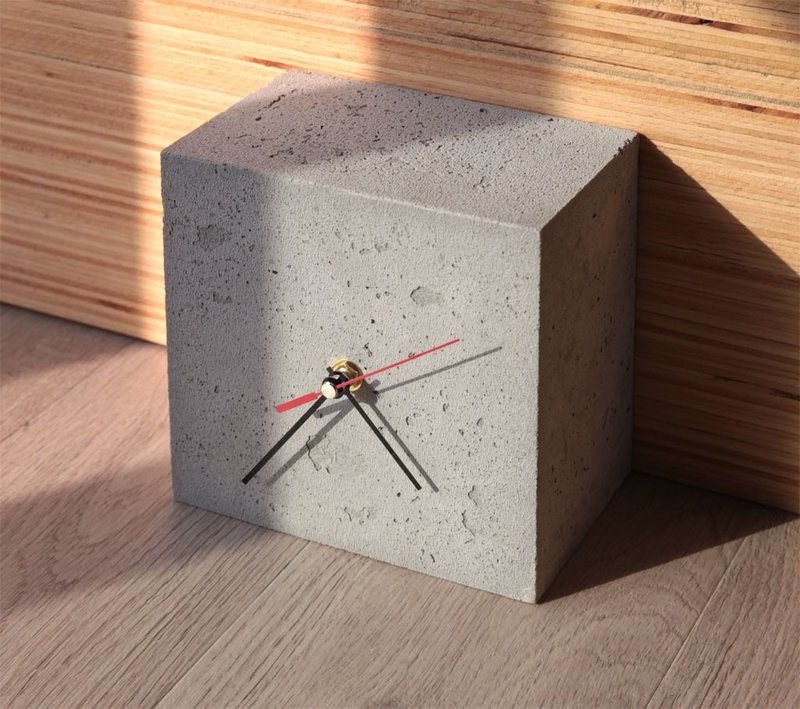 Cement square table clock - นาฬิกา - ปูน 