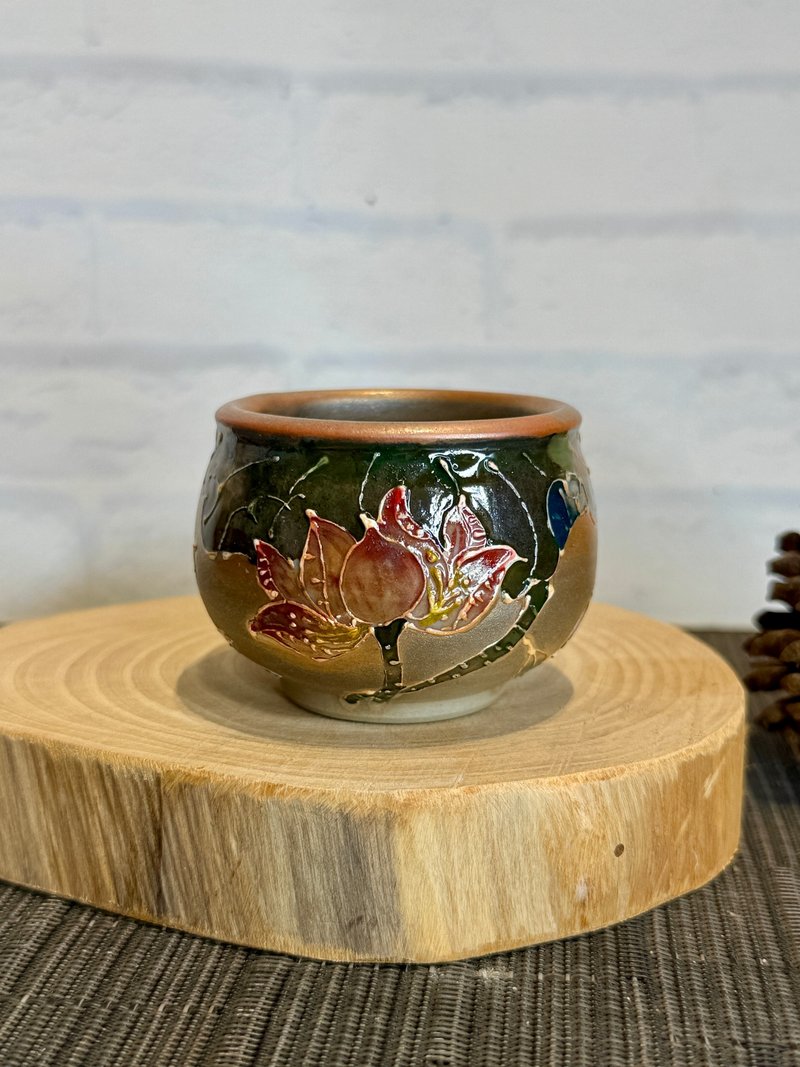 映蓮盞  柴燒釉彩茶杯 - 茶壺/茶杯/茶具 - 陶 