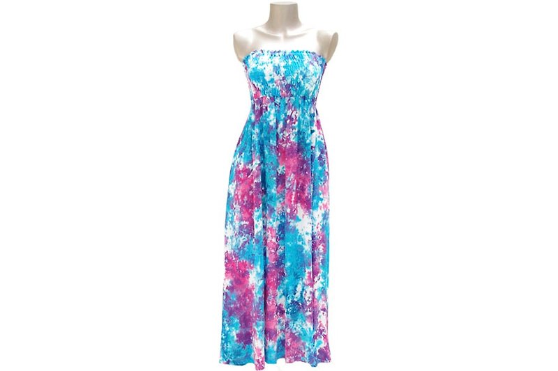 夏の新作！ムラ染めチューブトップドレス　＜ブルーピンク＞ - 洋裝/連身裙 - 其他材質 藍色