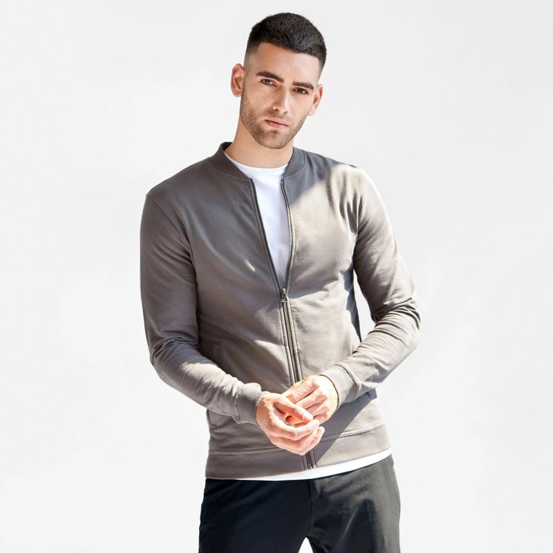 Nordic Minimalism-Jersey Jacket Men's Pure Organic Cotton Jacket-Texture Gray - Men's Coats & Jackets - Cotton & Hemp Gray