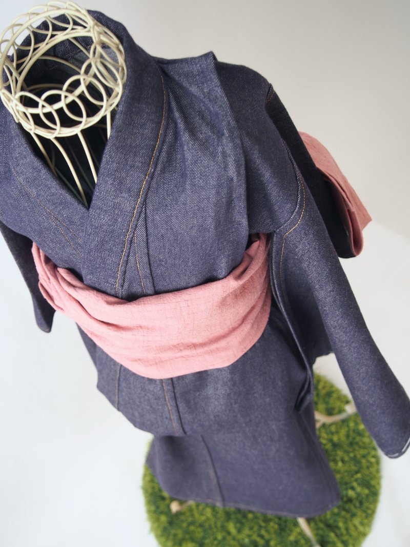 Children's yukata Japanese denim one-piece kimono S size 100% cotton - Other - Cotton & Hemp Blue