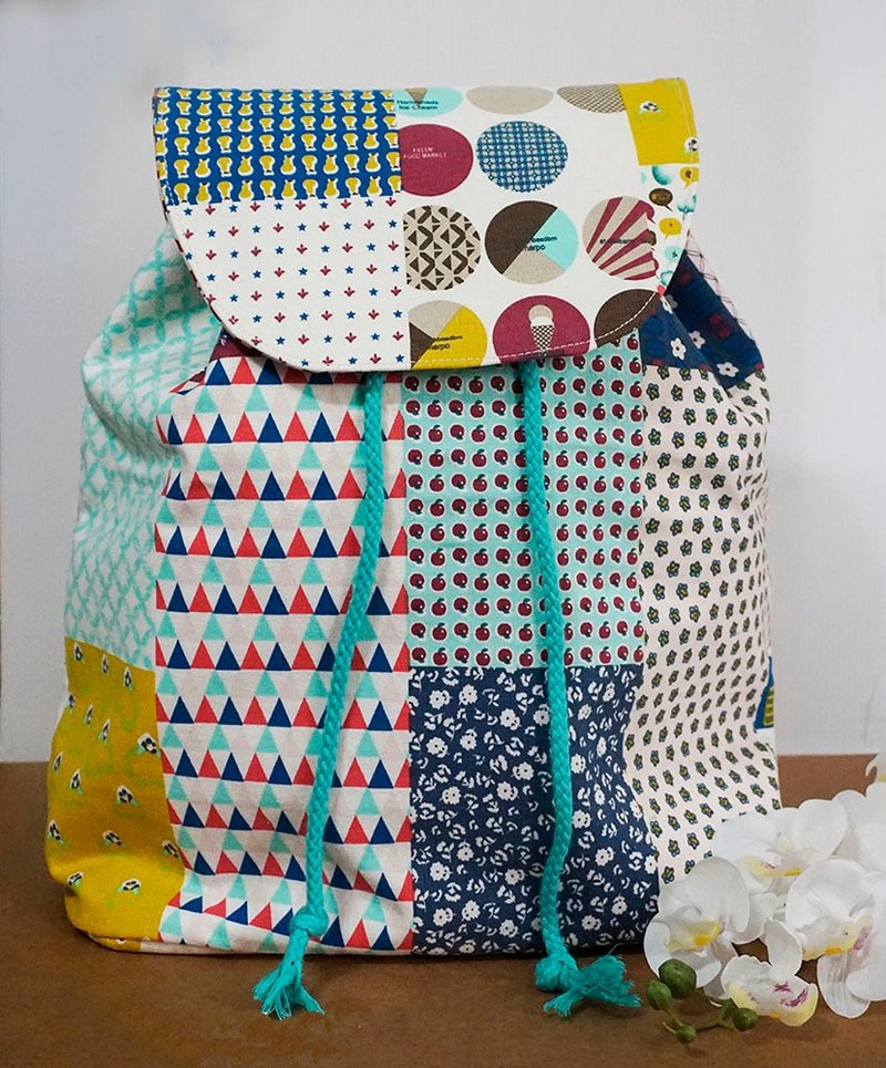 フローラル パッチワーク バックパック キャンバス プリント バックパック - リュック・バックパック - コットン・麻 多色