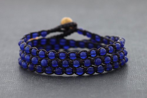 xtravirgin 串珠編織手鍊藍玉黃銅中性