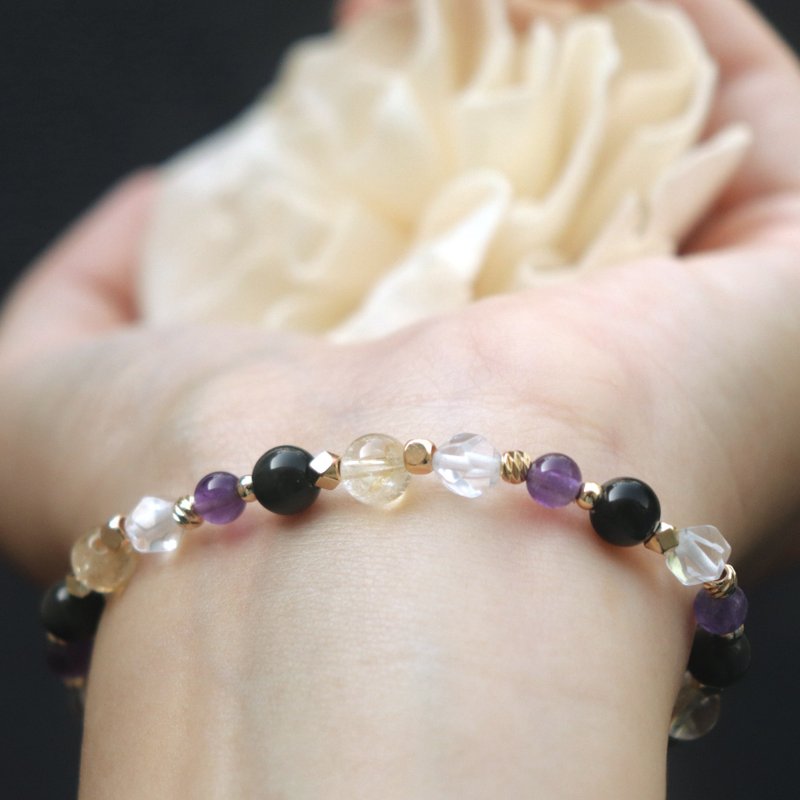 Obsidian - White Crystal - Citrine - Amethyst - Attract Wealth - Good Fortune - Crystal Bracelet - สร้อยข้อมือ - คริสตัล หลากหลายสี