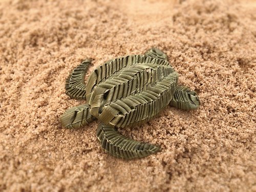 拾壹手作 樹葉編織的海龜 純手工棕編烏龜 天然環保材料手工藝品
