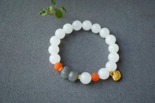 Angel's tears 天使之淚 Jewelry Design 天然和田玉白玉 煙紫並蒂蓮 冰紅南紅蓮花設計手串手持s