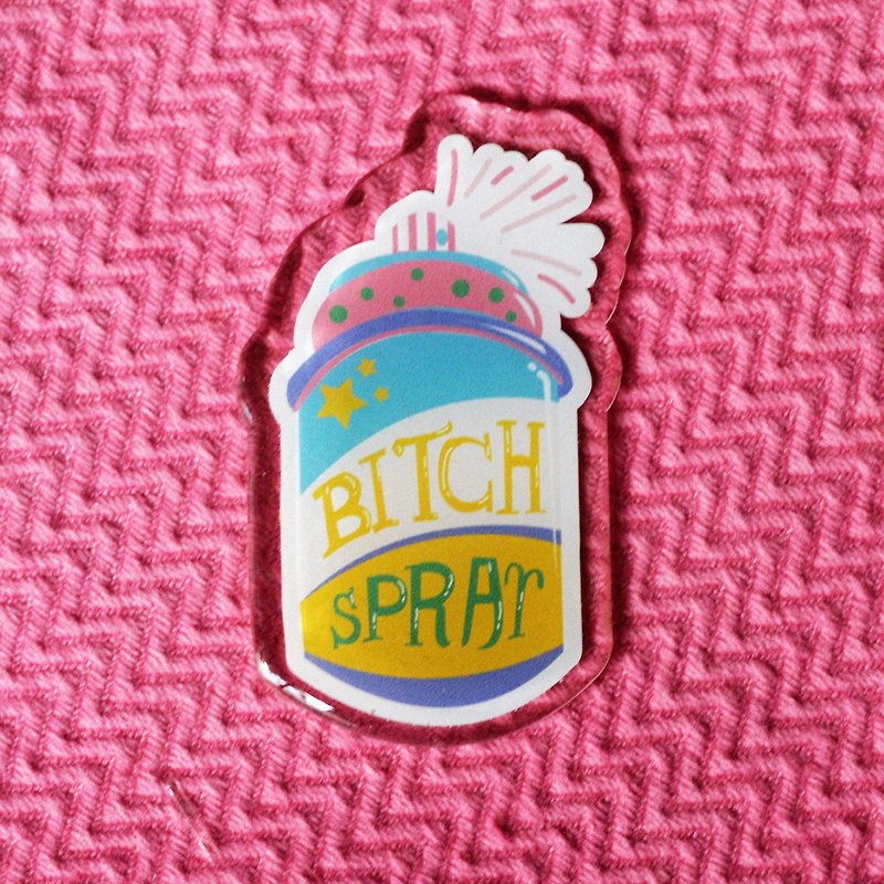Keychain & Brooch "Bitch spray" - Brooches - Acrylic Multicolor