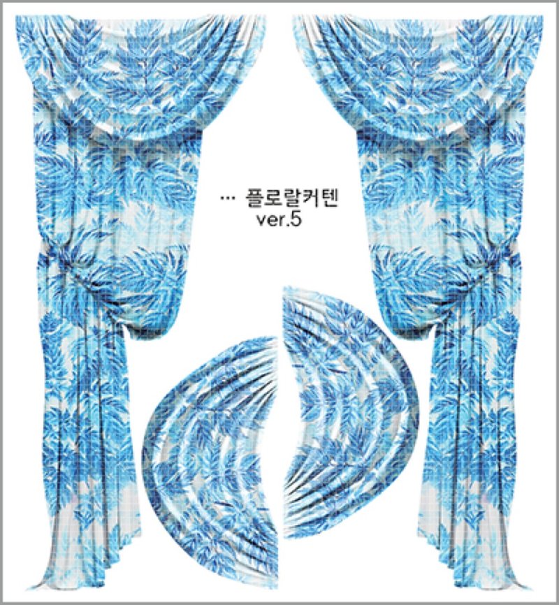 Blue Floral Curtain (blackraccoon) Vintage collage design paper sticker - 貼紙 - 紙 藍色