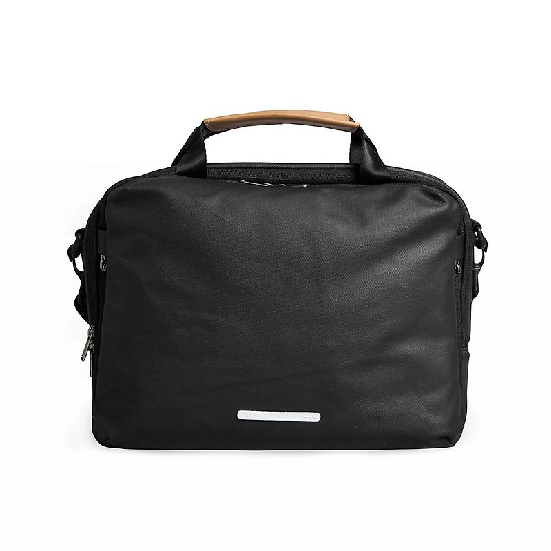 Canvas Series-13吋Three Simple Casual Bags (Hand/Shoulder/Side Back)-Ink Black-RBF120BK - Laptop Bags - Cotton & Hemp Black