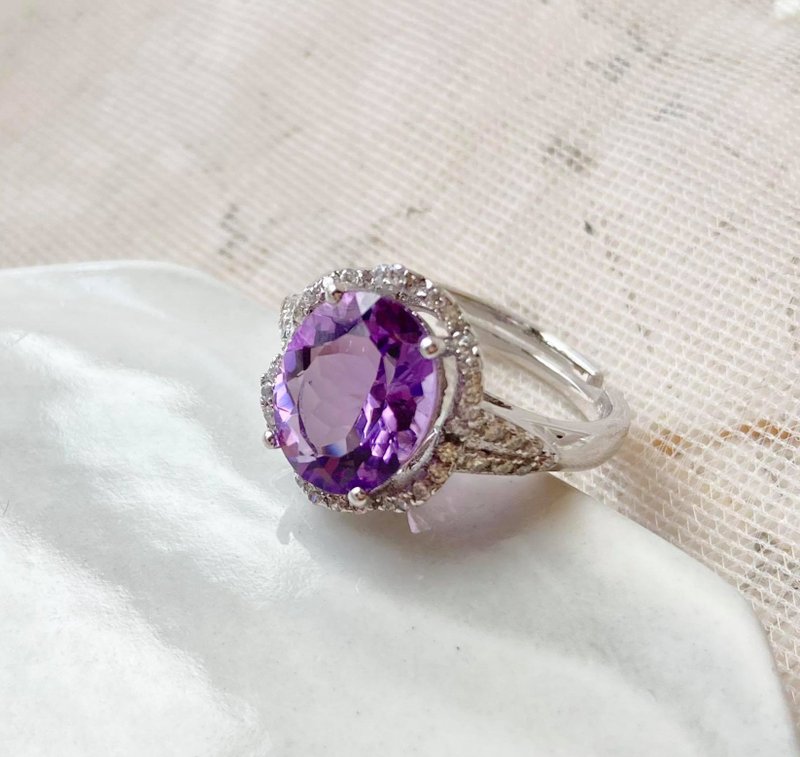 Large rings 925 Amethyst faceted <Stone> bare silver jewelery light Gemstone - General Rings - Gemstone Purple