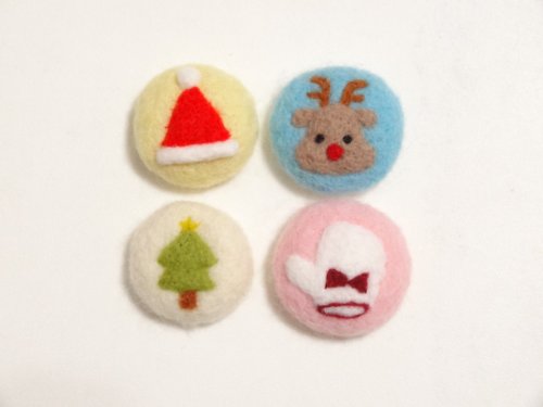 Radishcookie菜脯餅羊毛氈小舖 聖誕節來交換禮物吧! 手套、馴鹿、聖誕樹、聖誕帽-羊毛氈別針