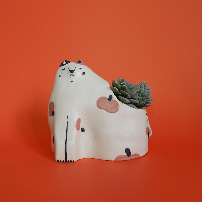 Ceramic Pot - Small Calico Cat